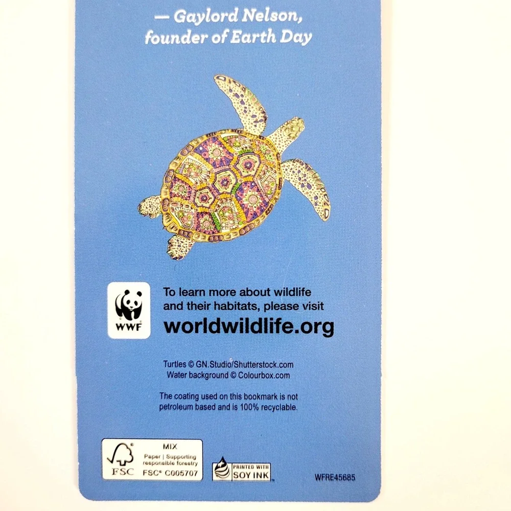 Vintage Y2K mosaic Sea turtles Bookmark Earth Day, WWF World Wildlife, WFRE45685